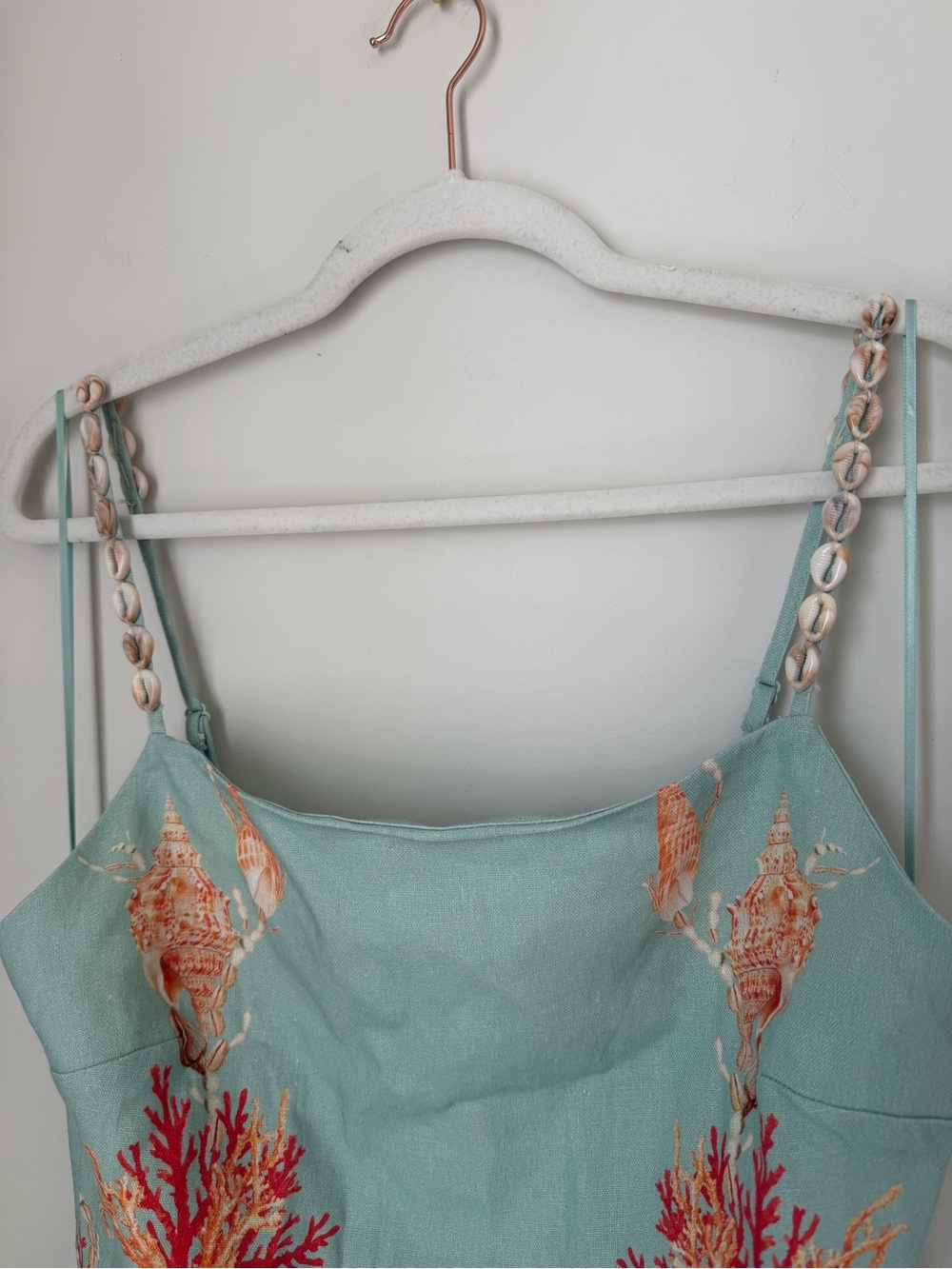 Caroline Constas blue coral Linen Embroidered Shell strap maxi Dress - Picture 4 of 8